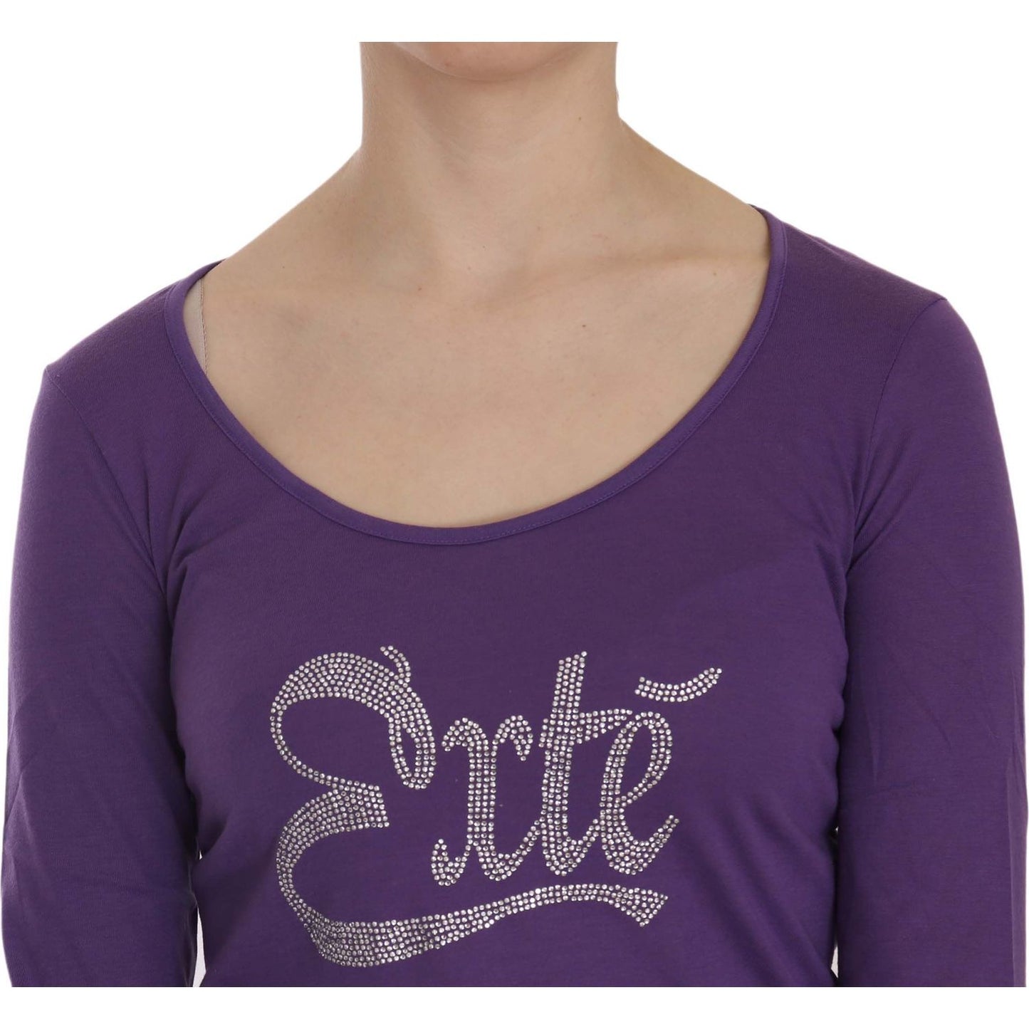Exte Purple Crystal Embellished Long Sleeve Casual Top Exte