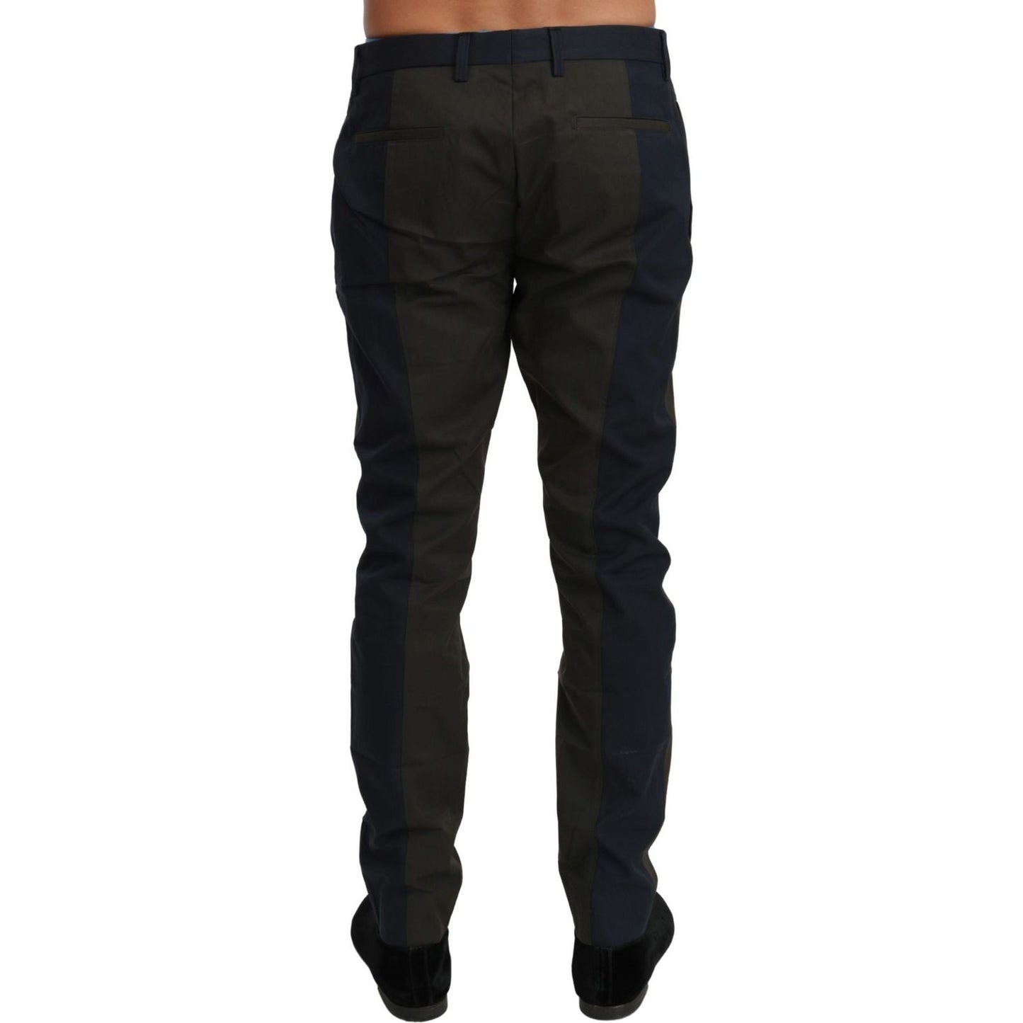 Dolce & Gabbana Blue Gray Stripes Trouser Cotton Pants Dolce & Gabbana