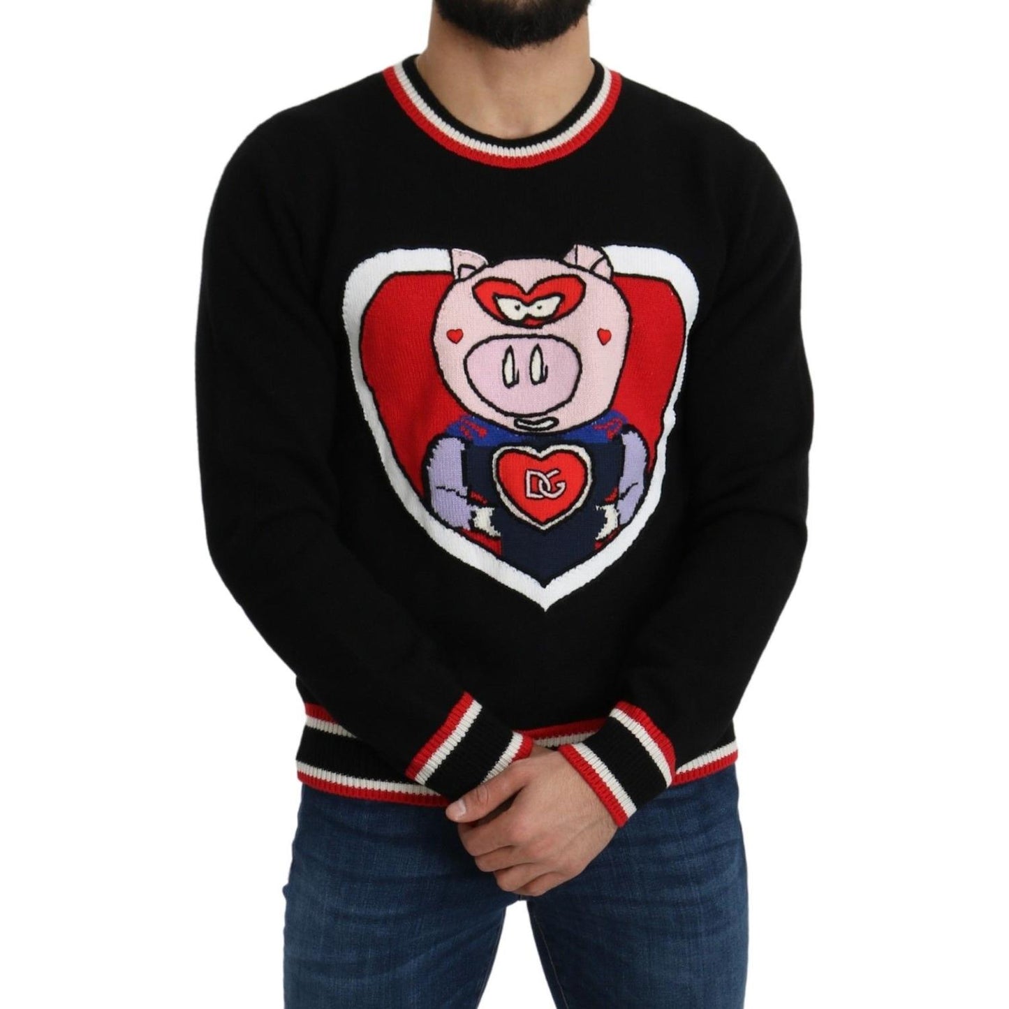 Dolce & Gabbana Black Cashmere Pig of the Year Pullover Sweater Dolce & Gabbana