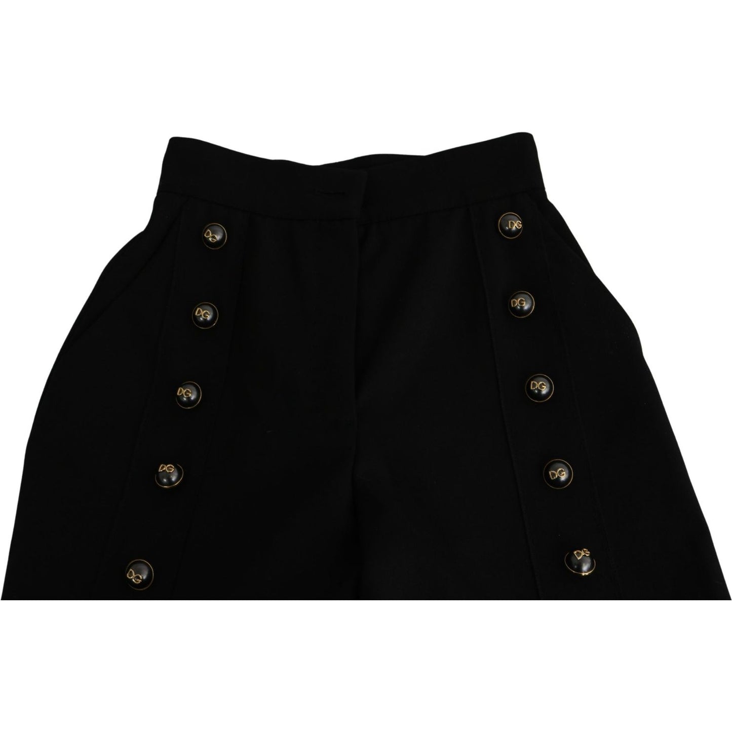 Dolce & Gabbana Black Wide Wool Leg Cropped Trouser Pant