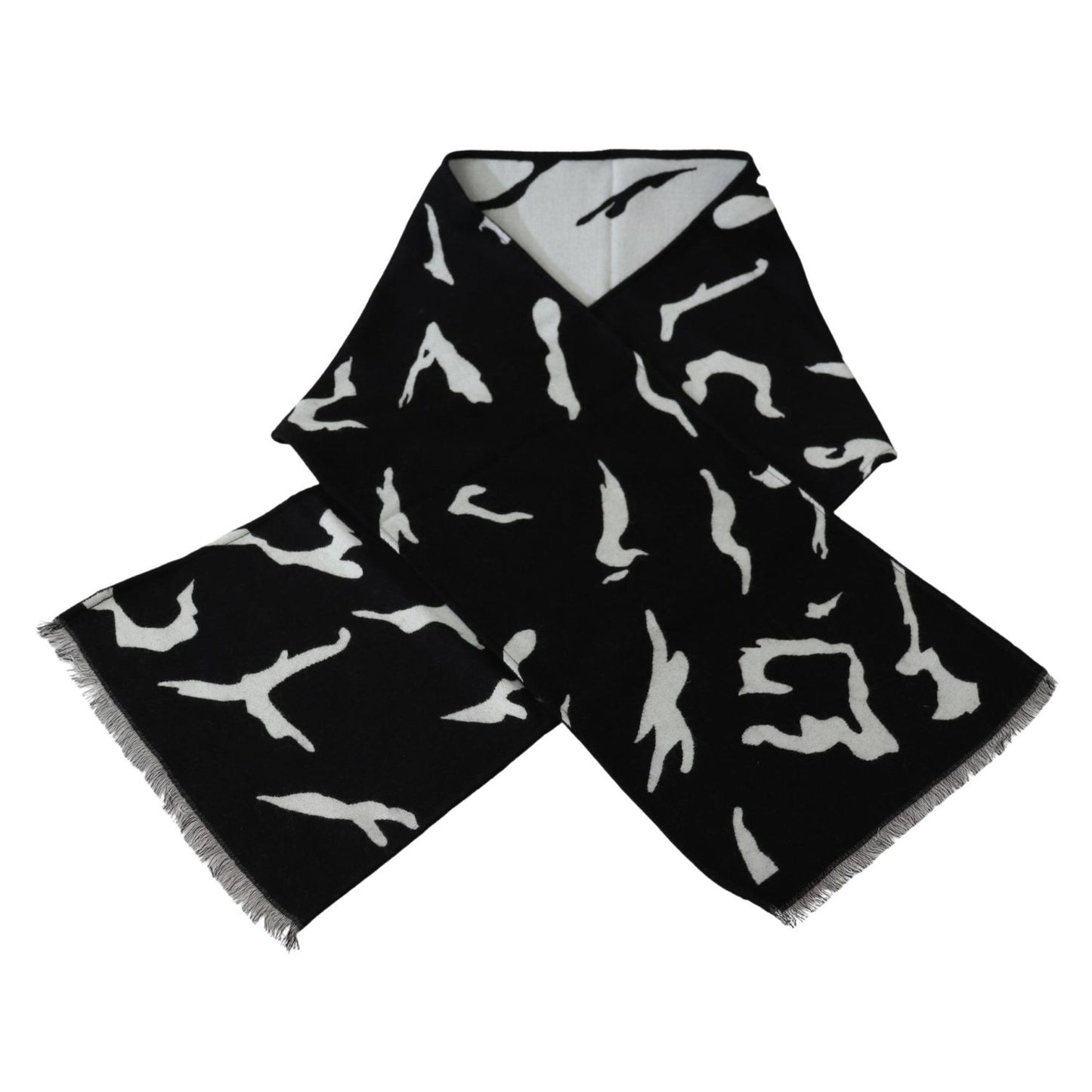 Givenchy Black White Wool Unisex Winter Warm Scarf Wrap Shawl Givenchy