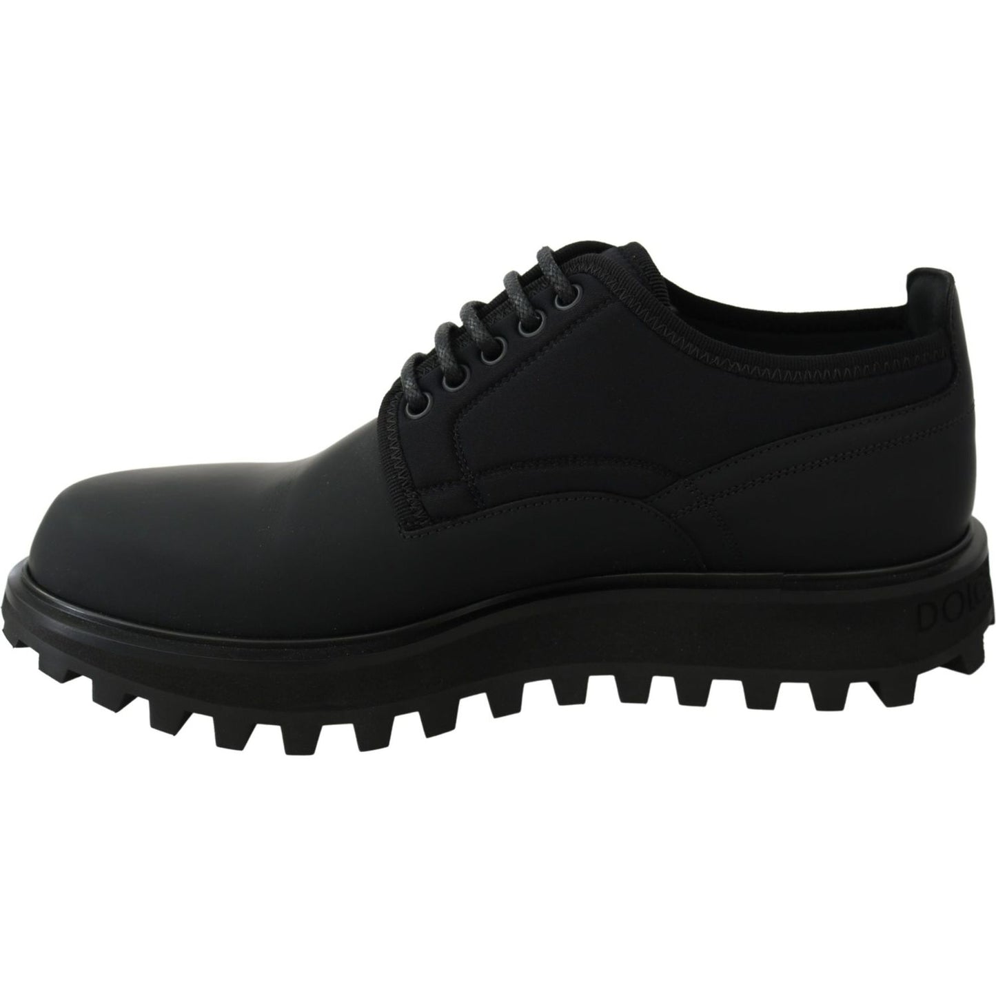 Dolce & Gabbana Black Rubberized Calfskin Chunky Derby Vulcano Shoes Dolce & Gabbana