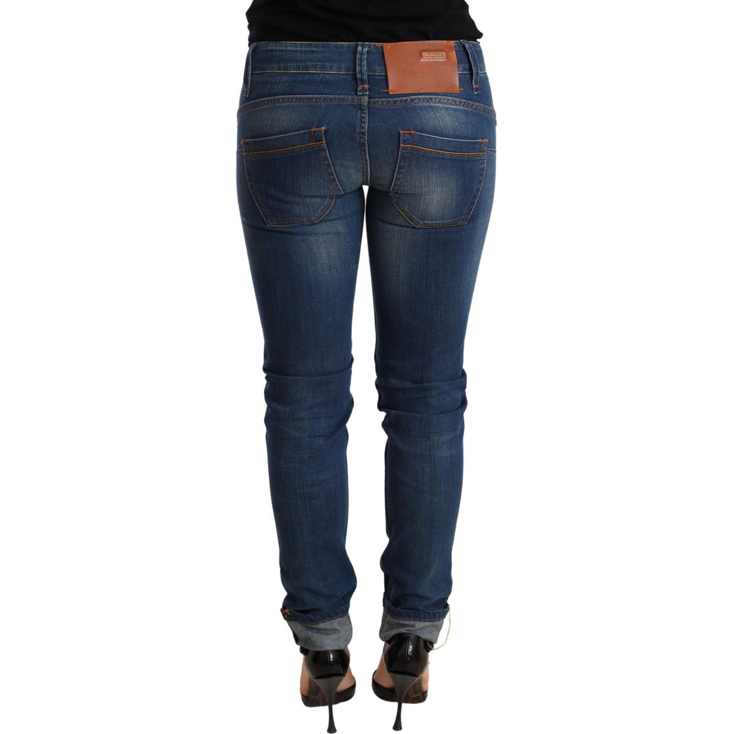 Acht Blue Washed Low Waist Skinny Denim Jeans Pant Acht