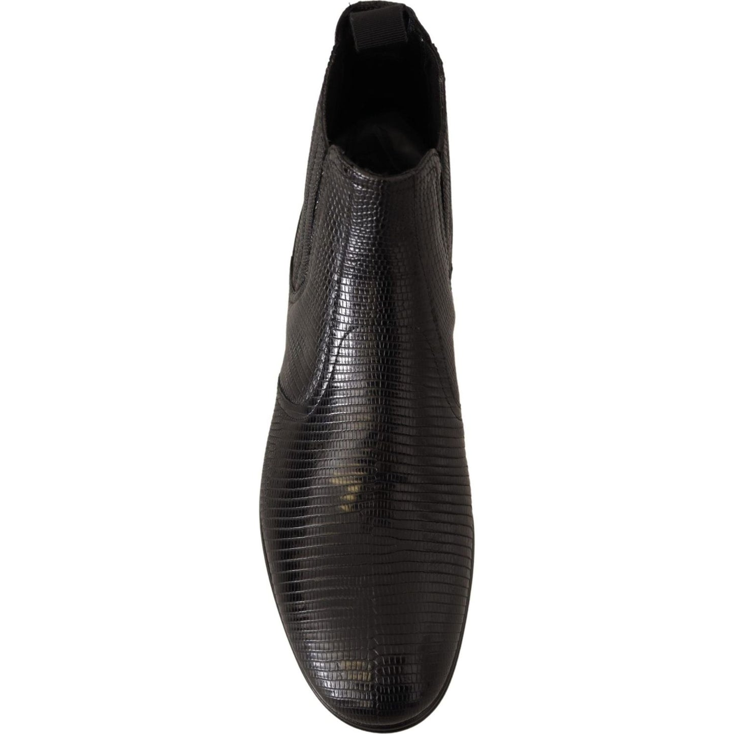 Dolce & Gabbana Black Leather Lizard Skin Ankle Boots Dolce & Gabbana