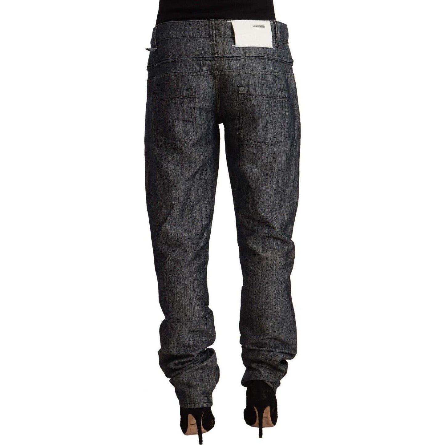 Acht Dark Gray Ramie Mid Wide Waist Straight Denim Jeans Acht
