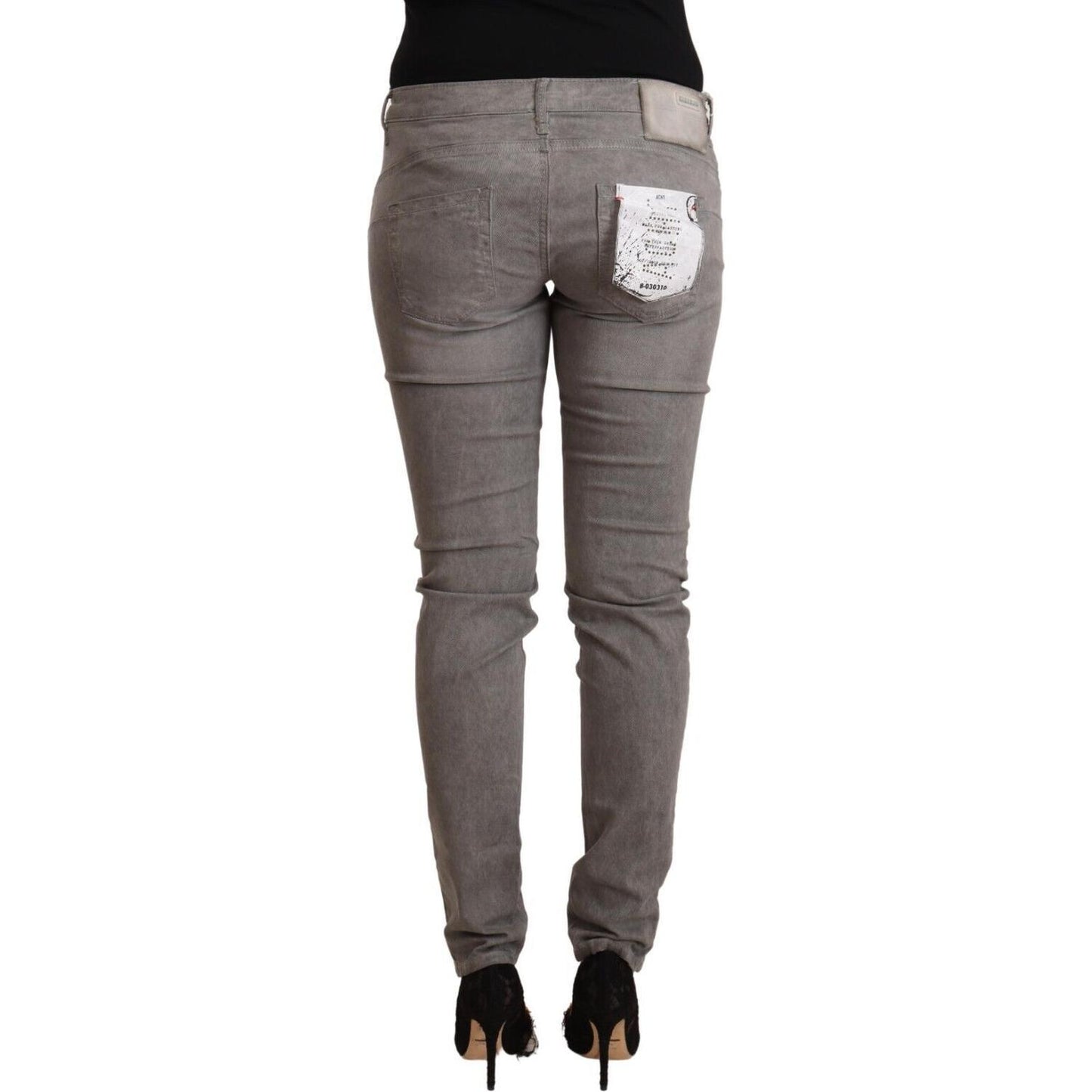 Acht Gray Cotton Low Waist Skinny Push Up Denim Jeans Acht