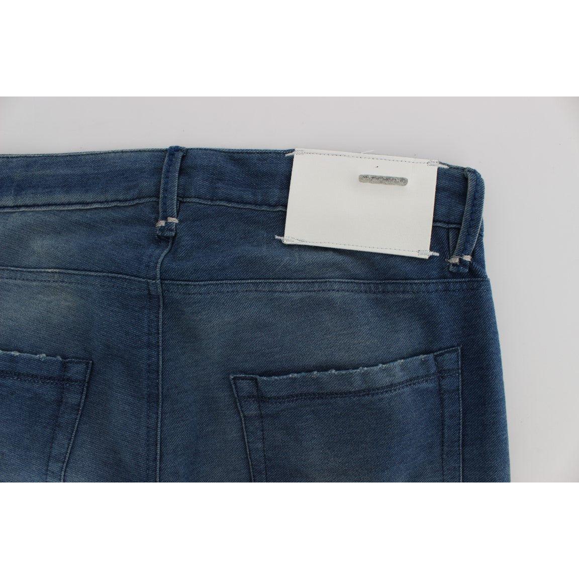 Acht Blue Wash Denim Cotton Stretch Slim Fit Jeans Acht