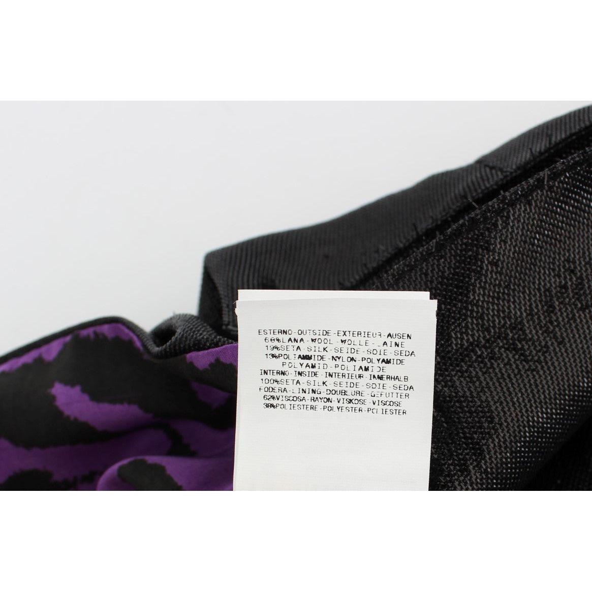 Exte Black Wool Silk Above Knee Straight Skirt Exte