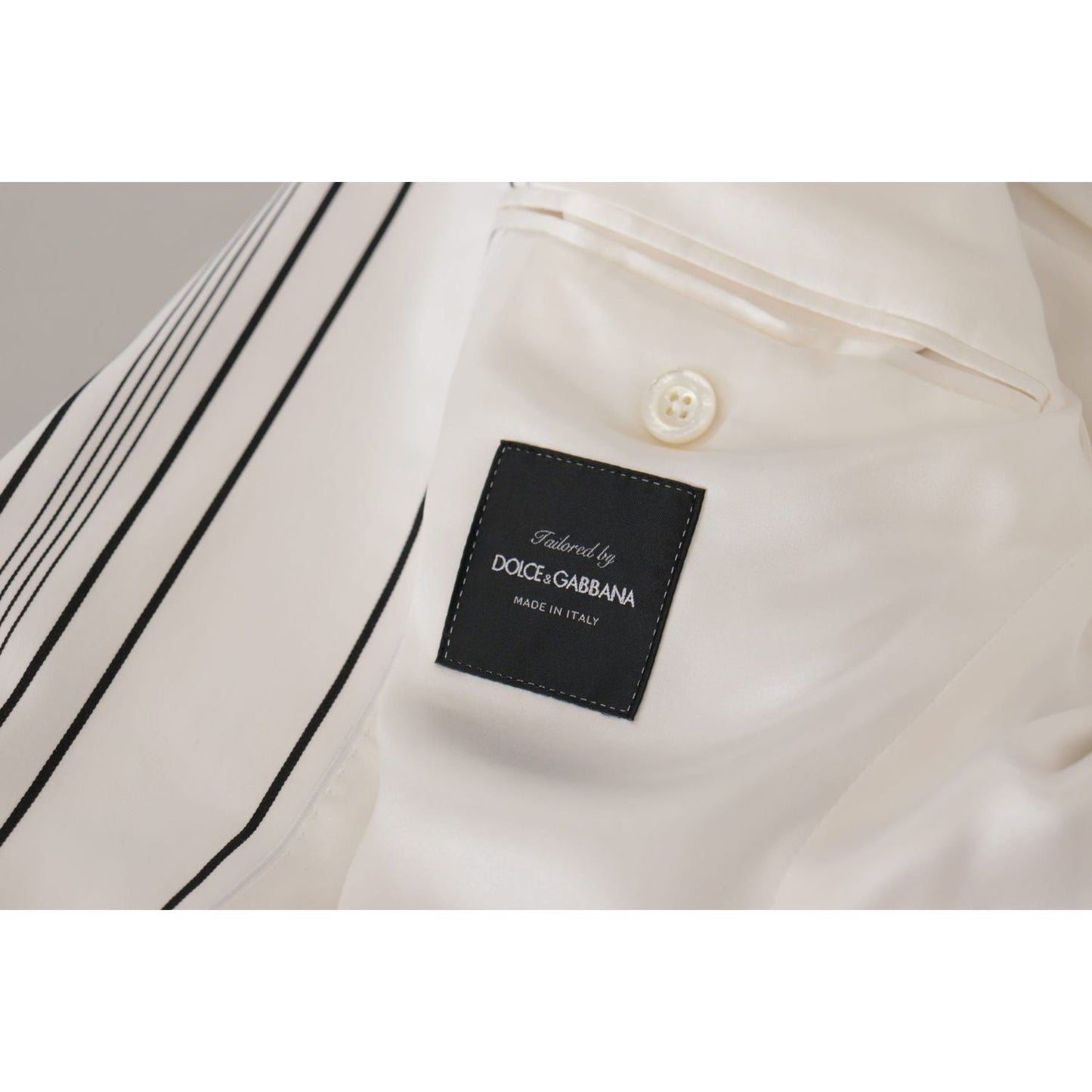 Dolce & Gabbana White Stripes Cotton Single Breasted Blazer