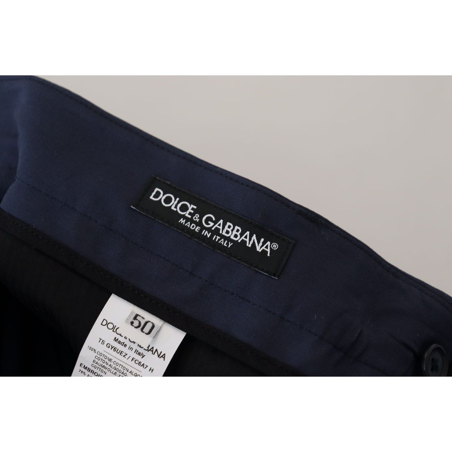 Dolce & Gabbana Blue Cotton Slim Trousers Chinos Pants