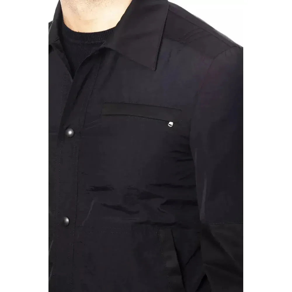 Verri Black Cotton Men Bomber Jacket Verri