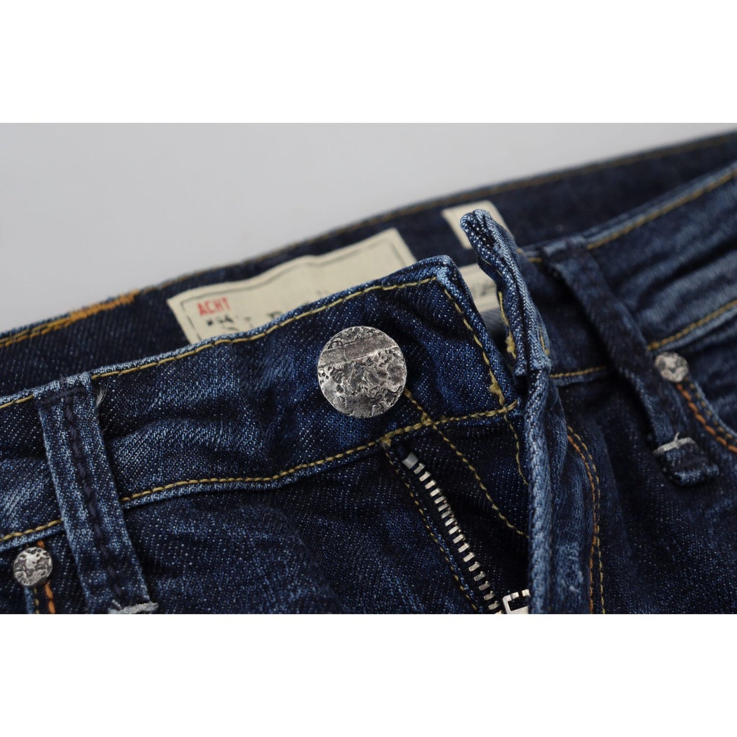 Acht Blue Washed Cotton Low Waist Women Casual Jeans Acht