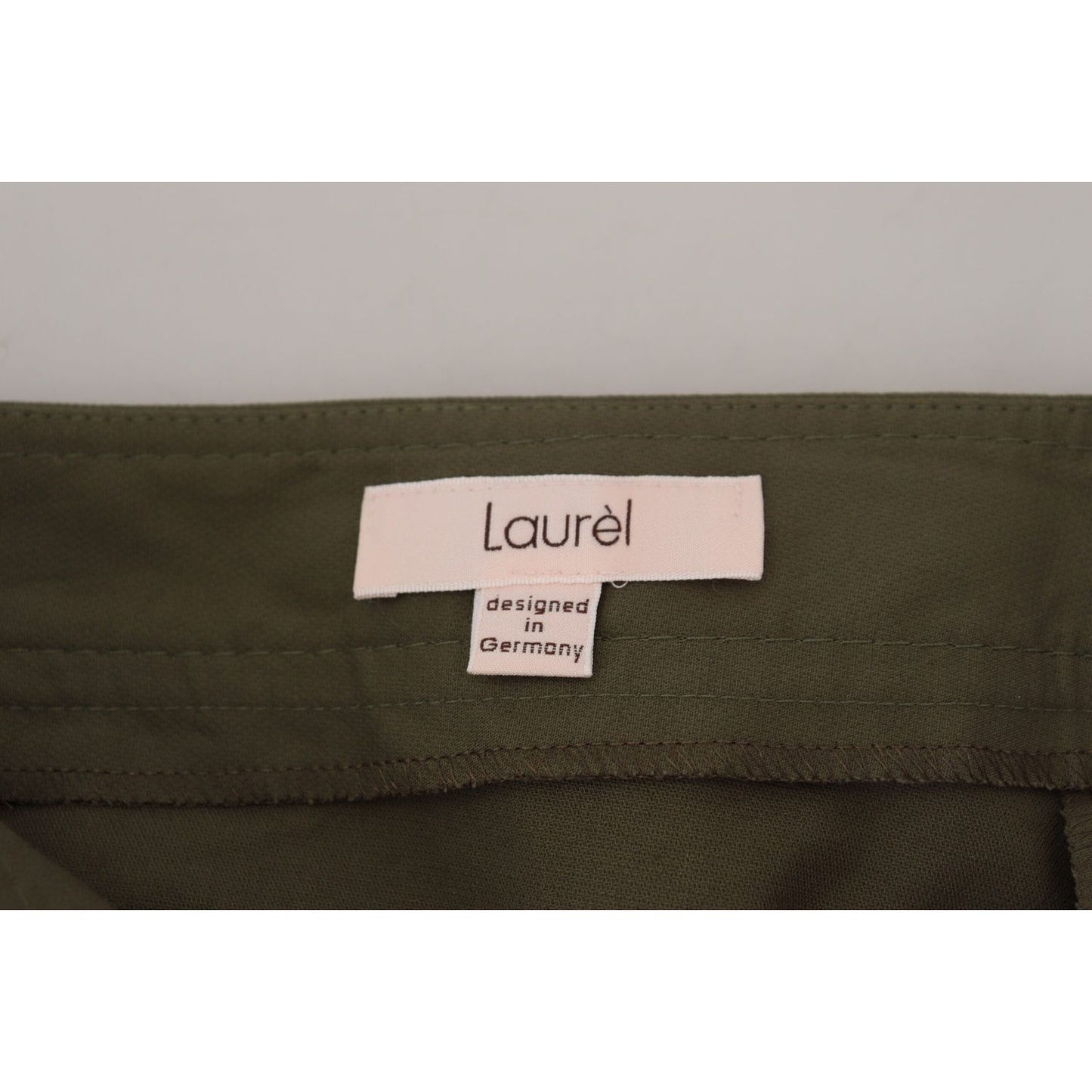 LAUREL Green Cotton High Waist Women Tapered Pants LAUREL