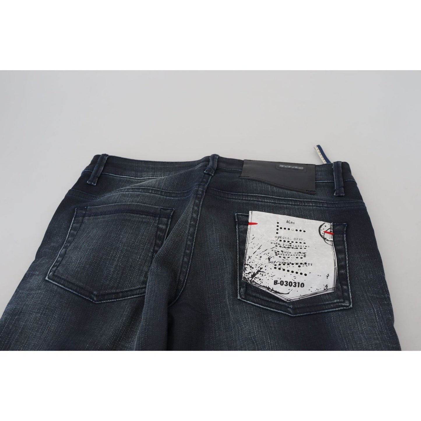 Acht Blue Washed Low Waist Slim Fit Cotton Denim Jeans Acht