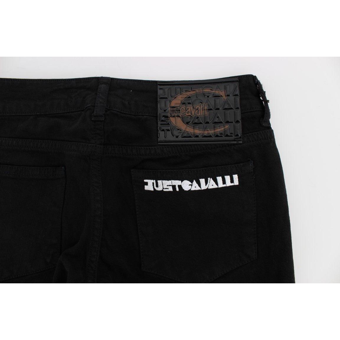 Cavalli Black Cotton Stretch Slim Skinny Fit Jeans Cavalli