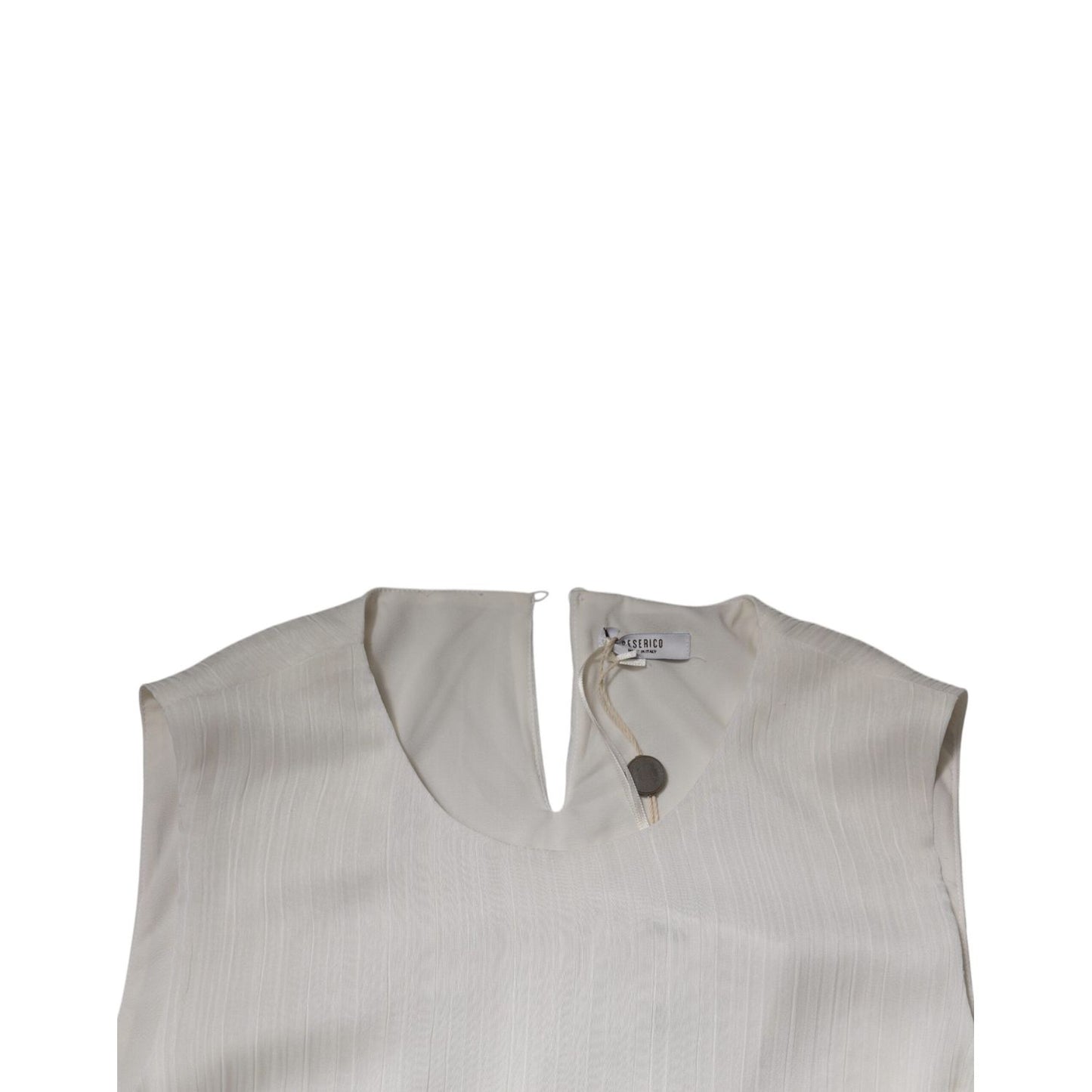 Peserico White Sleeveless Round Neck Shift Long Maxi Dress Peserico