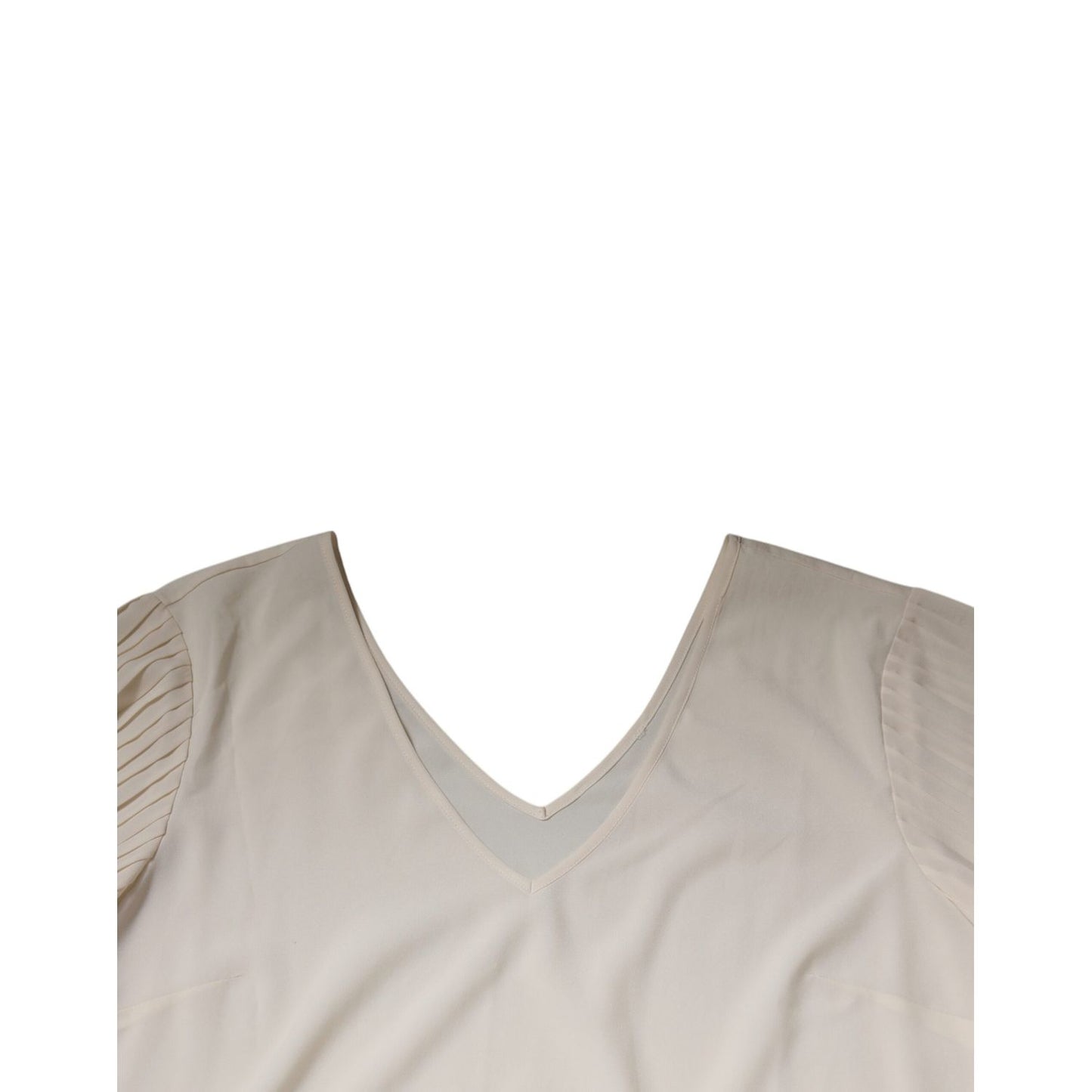 Peserico Off White Short Sleeves V-neck Shift Midi Dress Peserico