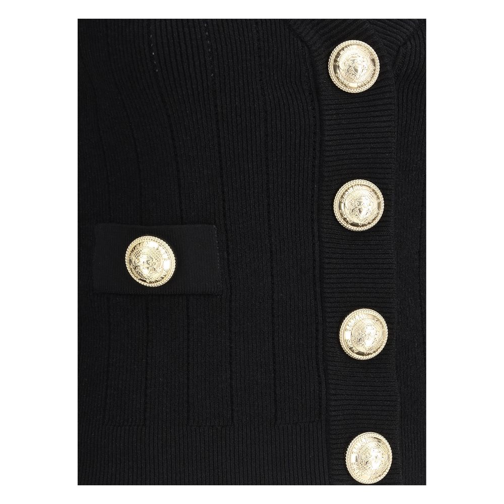 Balmain Black Viscose Cardigan Balmain