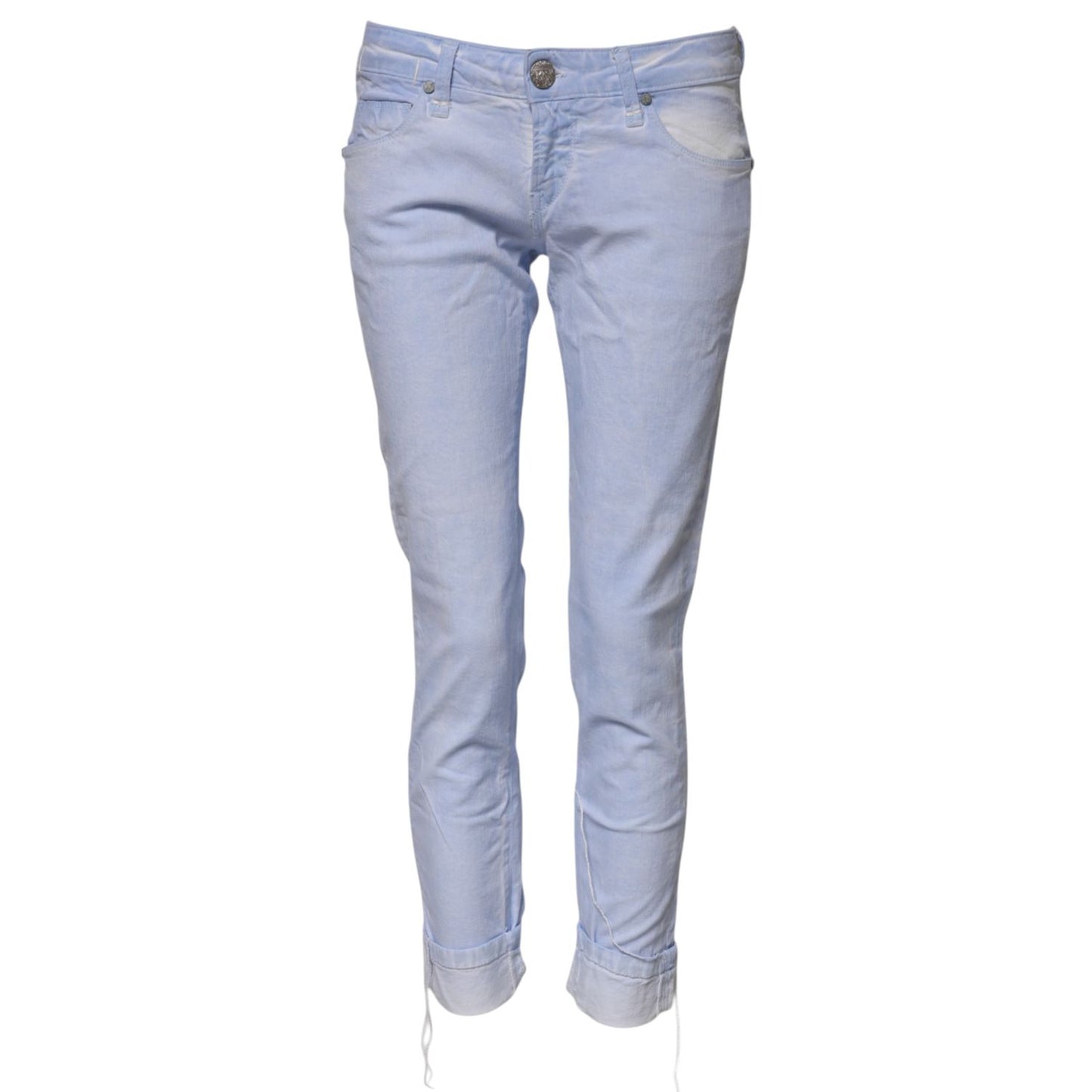 Acht Light Blue Cotton Slim Fit Denim Low Waist Denim Jeans Acht