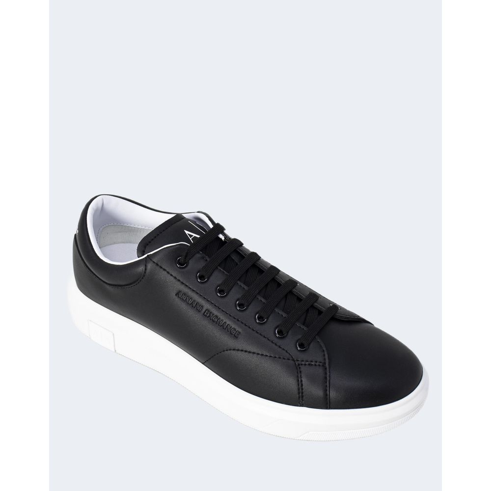 Armani Exchange Black Leather Low Top Sneakers