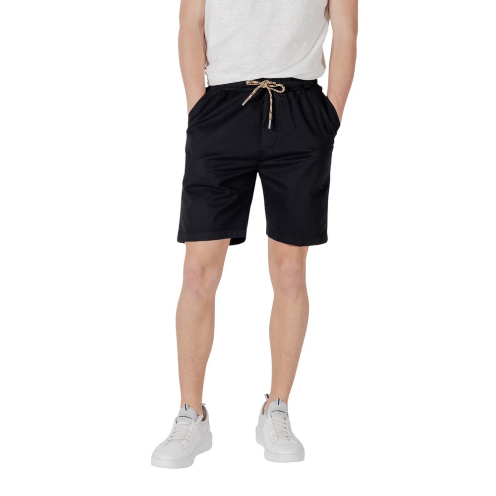 Gianni Lupo Black Cotton Bermuda Shorts