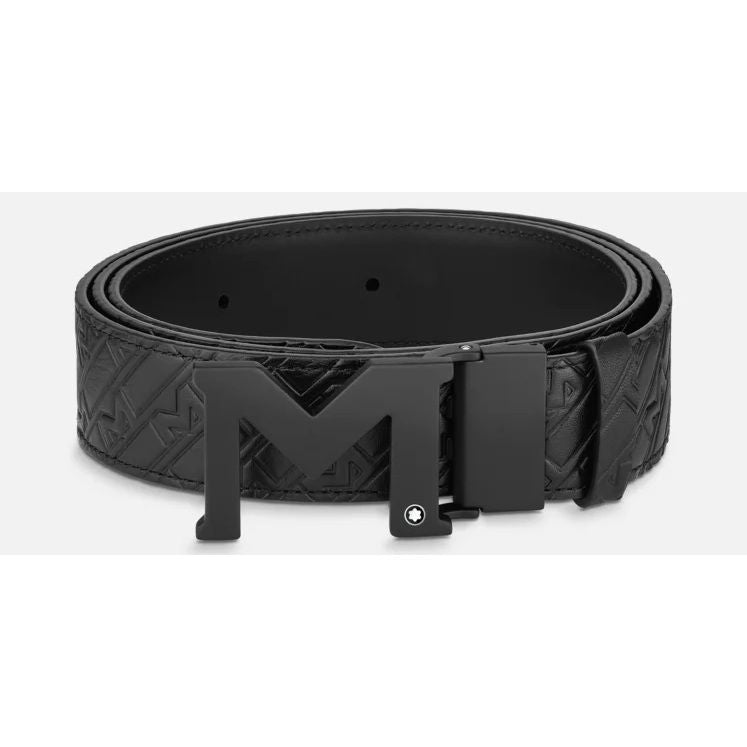 MONTBLANC LEATHER Mod. M BUCKLE EMBOSSED REVERSIBLE LEATHER BELT MONTBLANC
