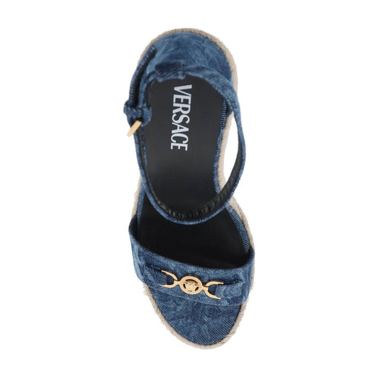 Versace denim barocco wedge sandals Sandals Versace