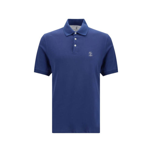 Brunello Cucinelli Blue Cotton Polo Shirt