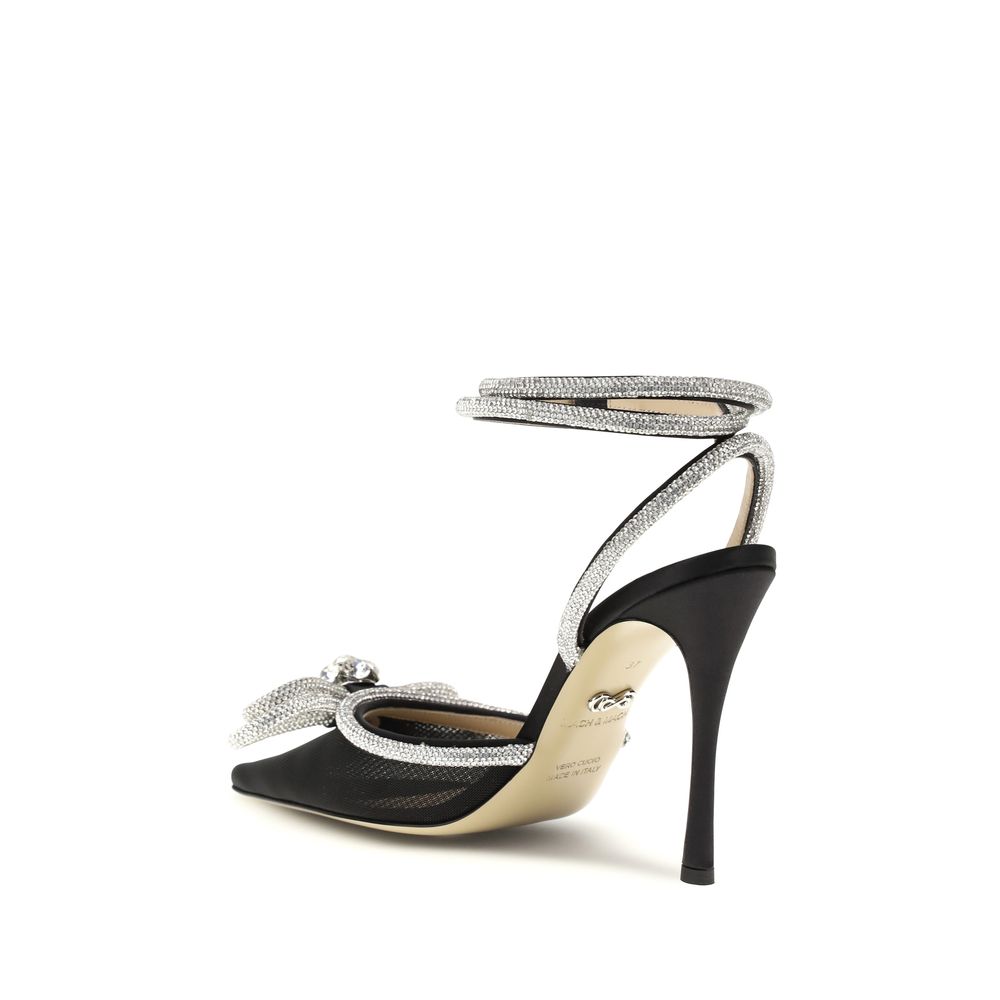 MACH & MACH Black Silk High Heel Pumps