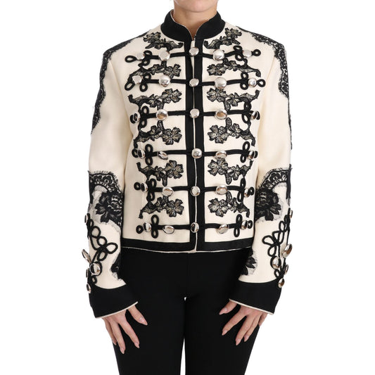 Dolce & Gabbana Elegant Off-White Baroque Jacket Dolce & Gabbana Black