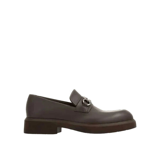 Salvatore Ferragamo Brown Calfskin Slip-On Loafers