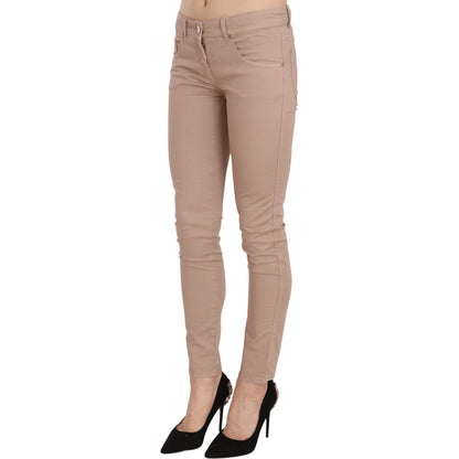 CRISTINAEFFE Brown Low Waist Slim Fit Skinny Cotton Pants CRISTINAEFFE