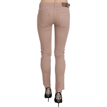 CRISTINAEFFE Brown Low Waist Slim Fit Skinny Cotton Pants CRISTINAEFFE