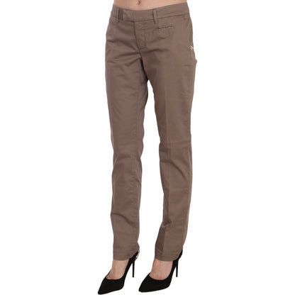Dondup Brown Low Waist Straight Cut Trouser Pant Dondup