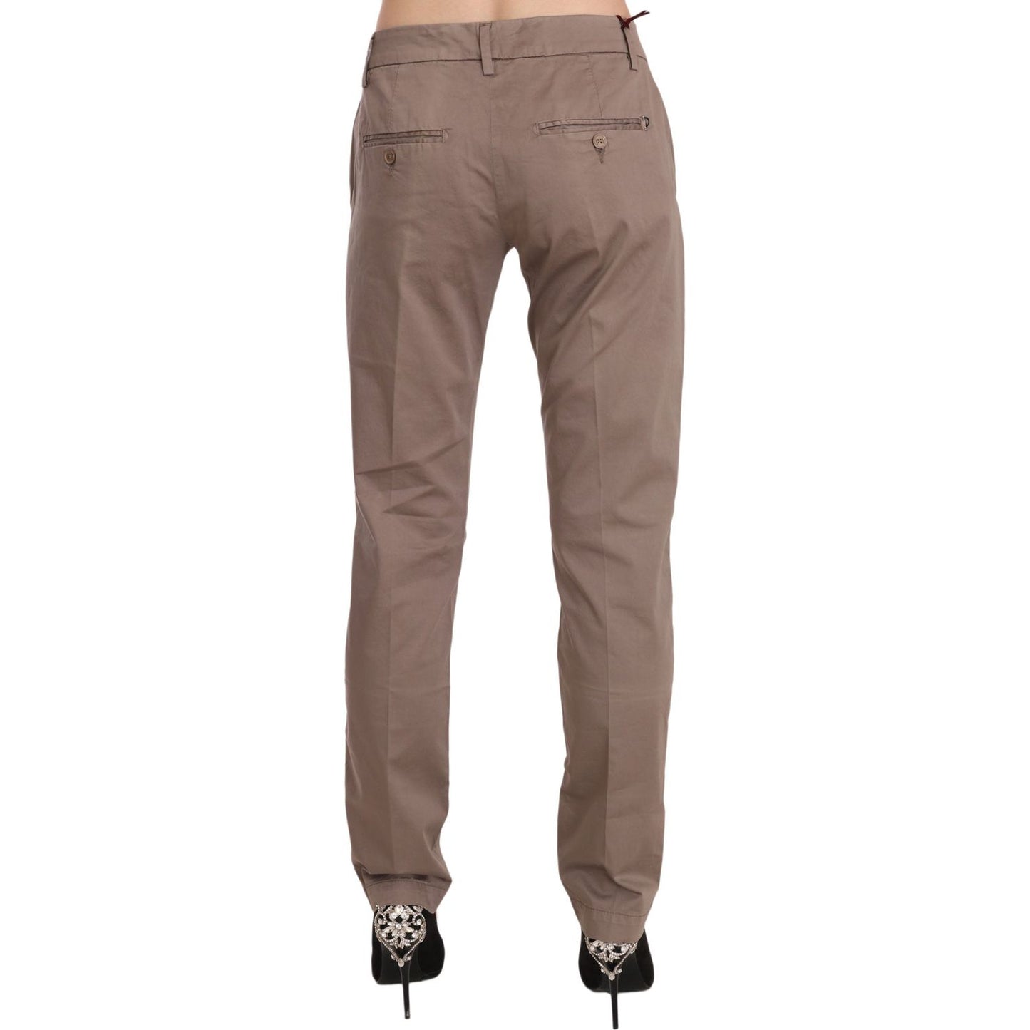 Dondup Brown Low Waist Straight Cut Trouser Pant Dondup