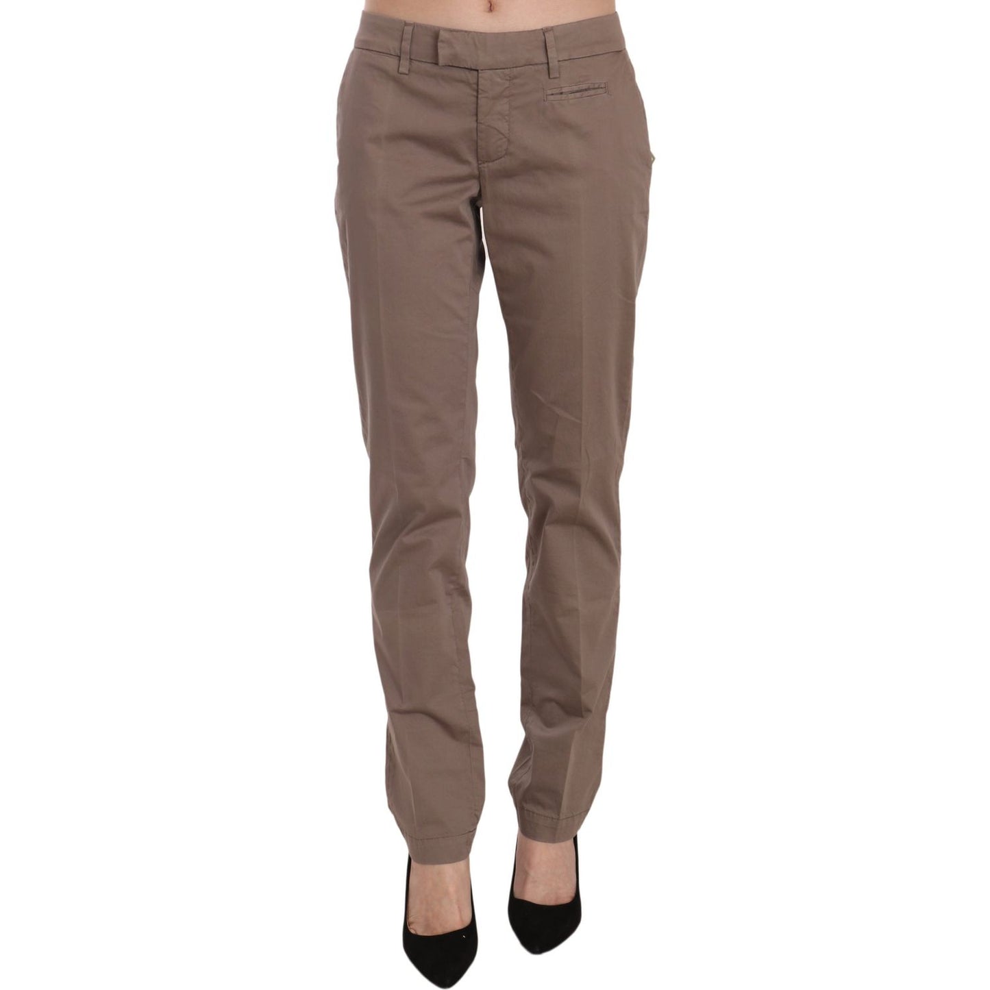 Dondup Brown Low Waist Straight Cut Trouser Pant Dondup
