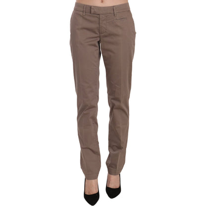 Dondup Brown Low Waist Straight Cut Trouser Pant Dondup