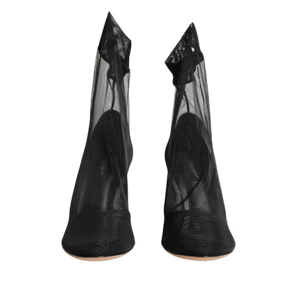 Dolce & Gabbana Black Nylon Stretch Mesh Sock Boots Shoes