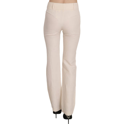 LAUREL White High Waist Silk Blend Flared Dress Trousers Pants LAUREL