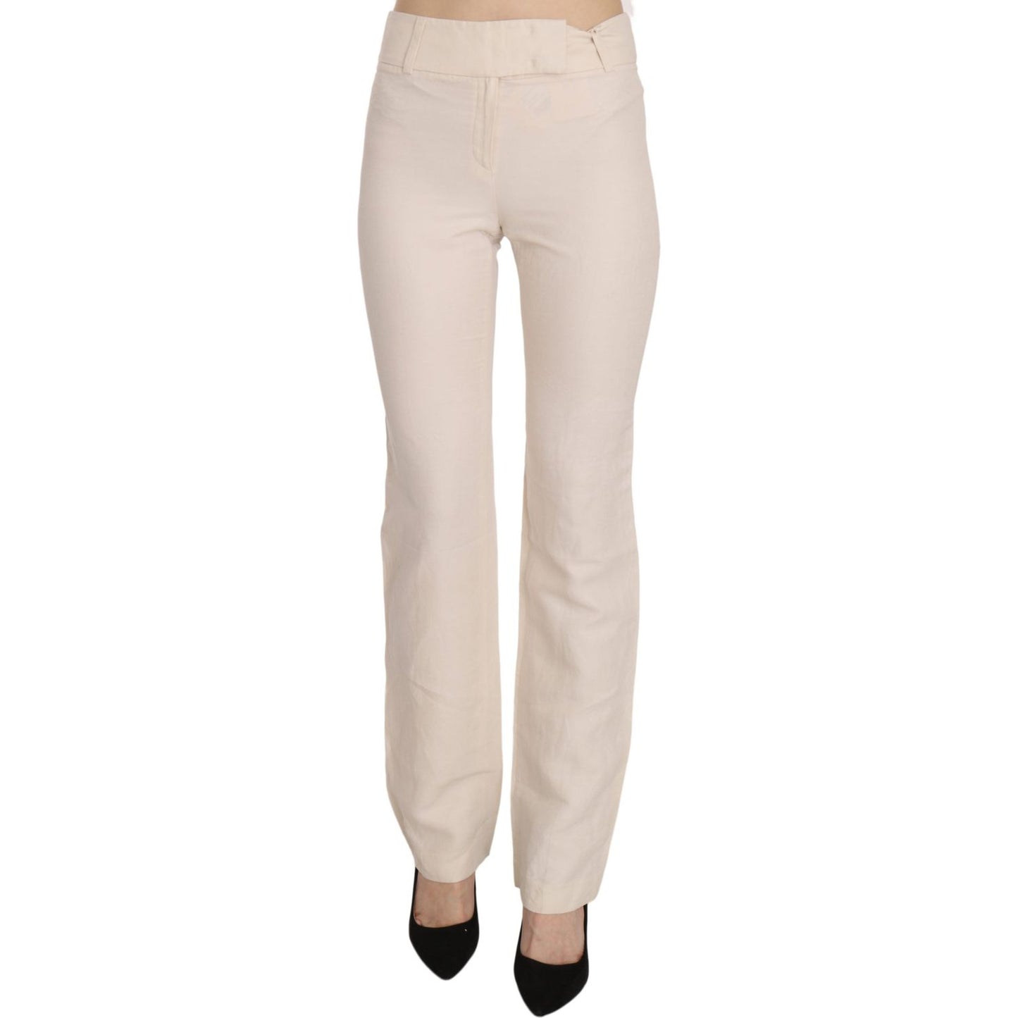 LAUREL White High Waist Silk Blend Flared Dress Trousers Pants LAUREL
