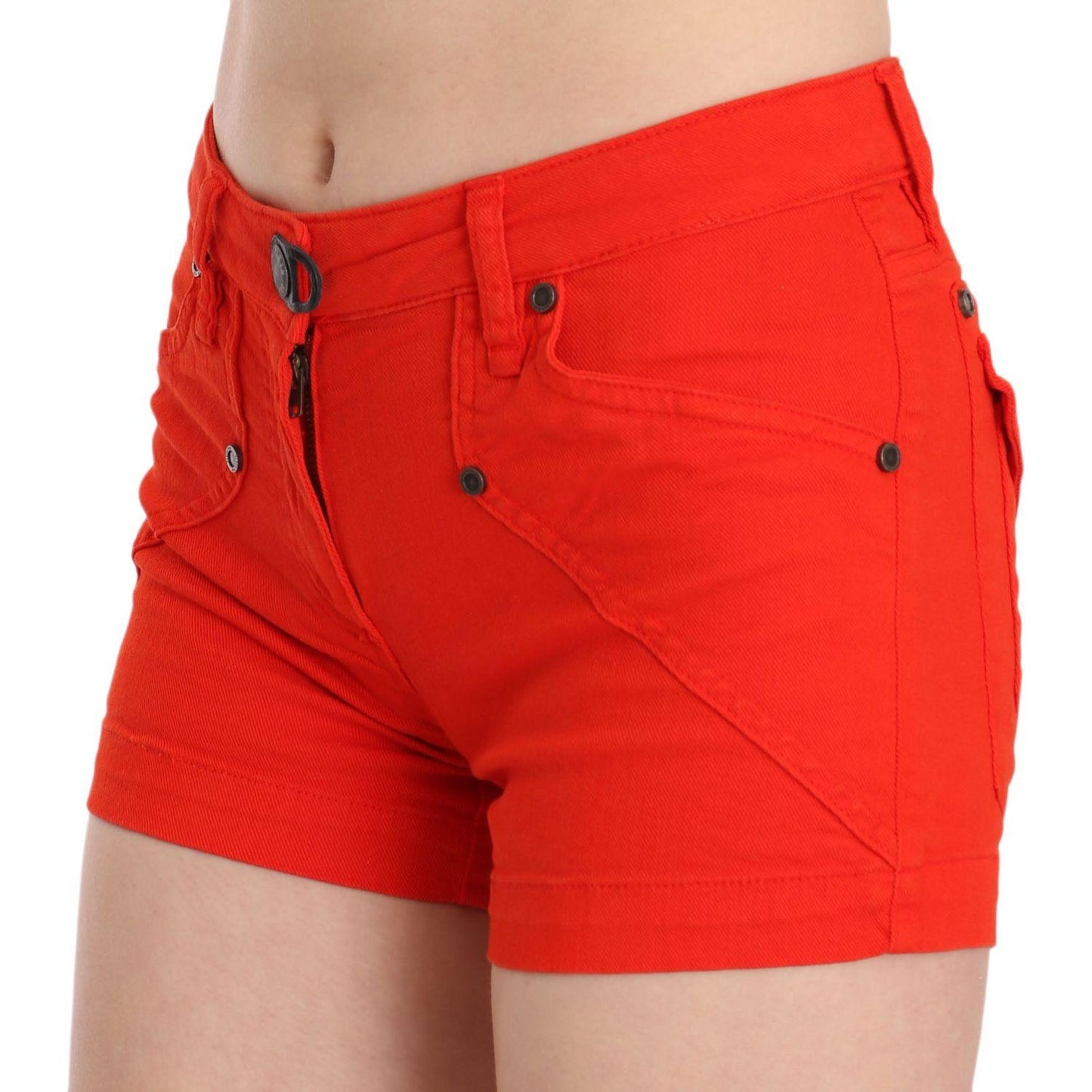 PLEIN SUD Chic Mid Waist Mini Shorts in Vibrant Orange PLEIN SUD