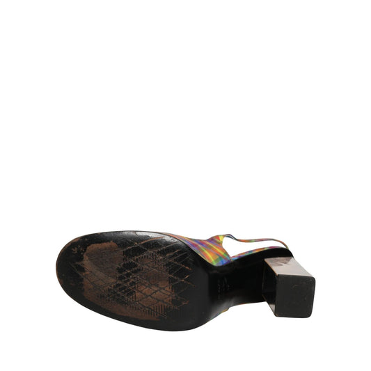Dolce & Gabbana Multicolor Plaid Heels Slingback Sandals Shoes