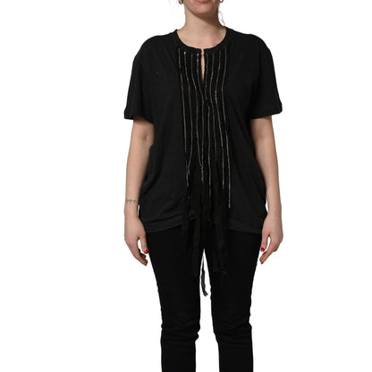 Dsquared² Black Chain Embellished Cotton Short Sleeve T-shirt