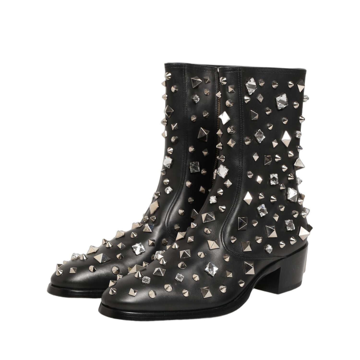 Dolce & Gabbana Black Crystal Embellished Short Boots Shoes