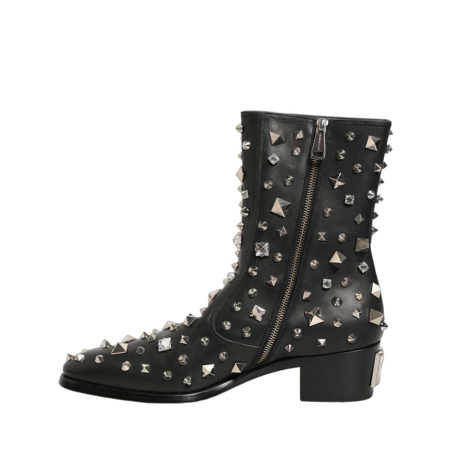 Dolce & Gabbana Black Crystal Embellished Short Boots Shoes
