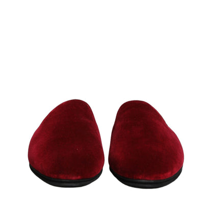 Dolce & Gabbana Red Suede Slides Flat Slipper Men Shoes
