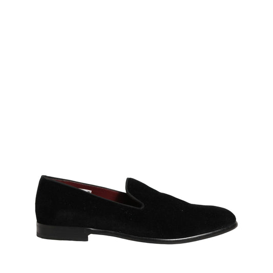 Dolce & Gabbana Black Velvet Cotton Loafers Formal Dress Shoes