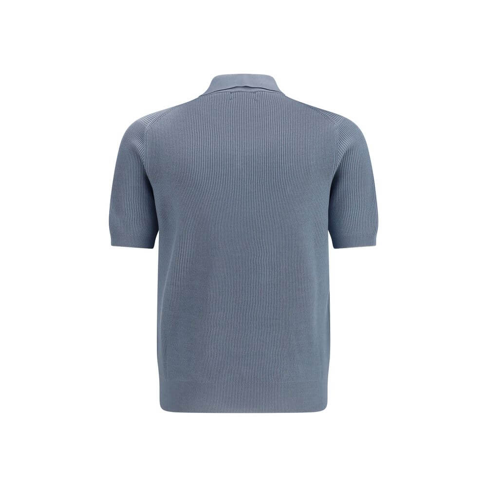 Brunello Cucinelli Blue Cotton Polo Shirt