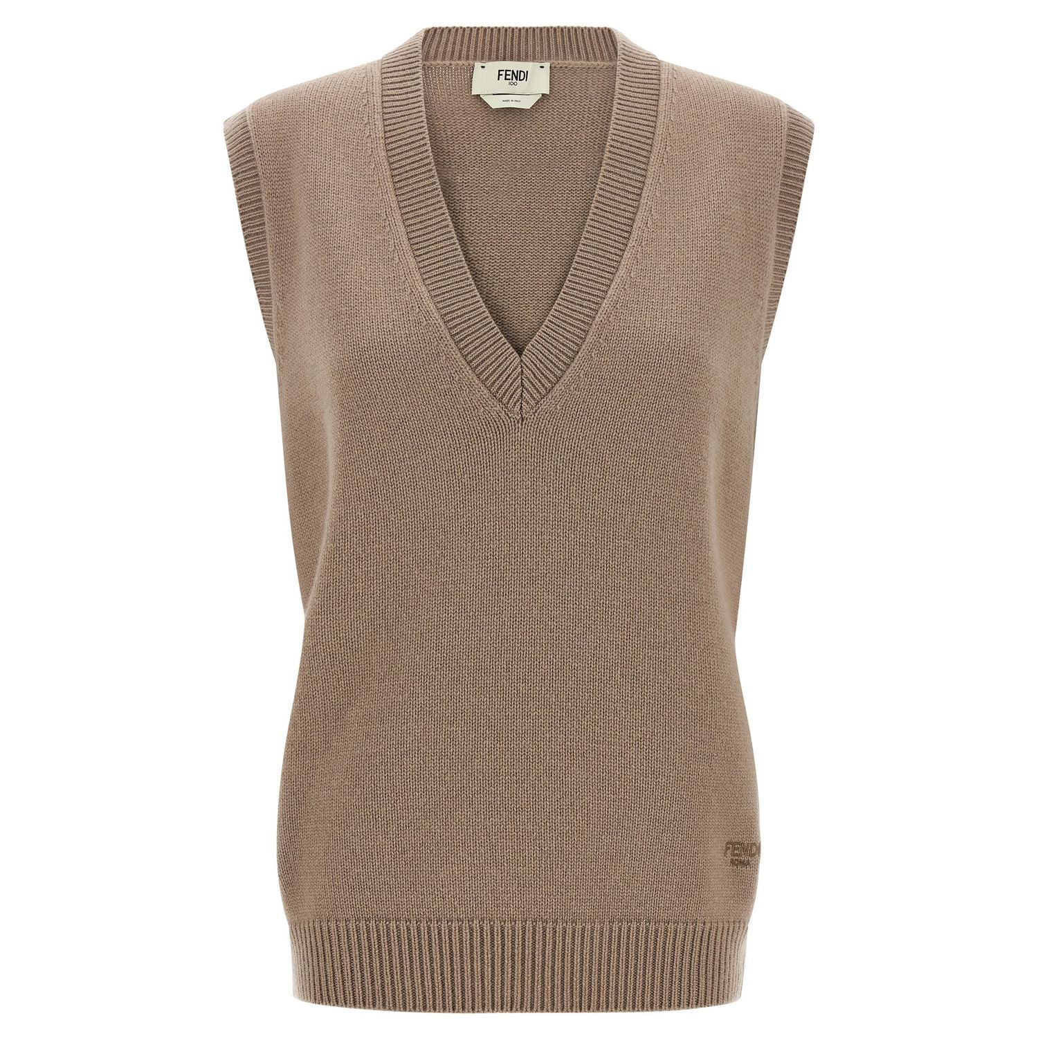Fendi Beige Cashmere Sleeveless Jacket