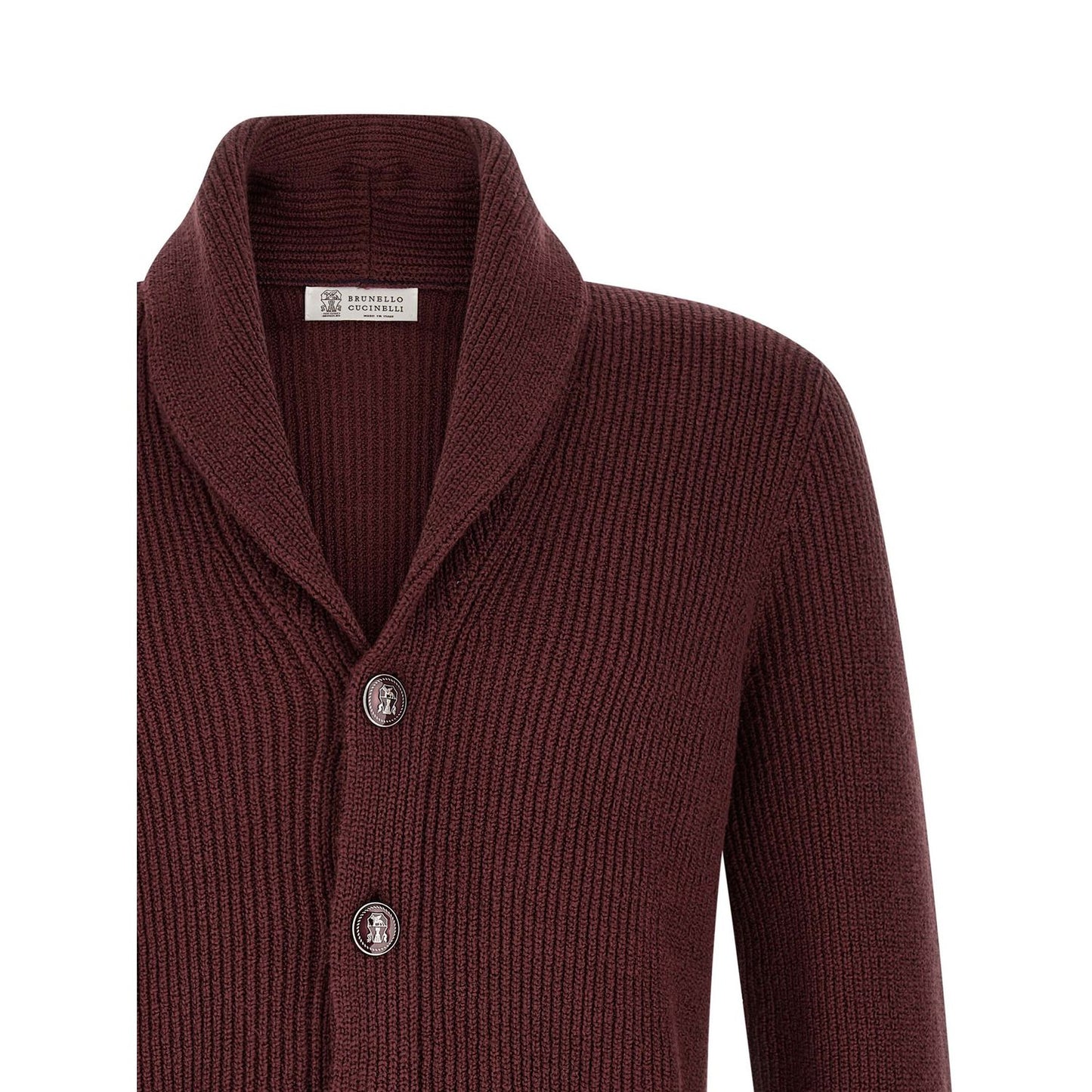 Brunello Cucinelli Bordeaux Cotton Cardigan